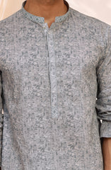 LIGHT-INDIGO 100%COTTON PRINTED KURTA