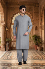 STONE-BLUE BLENDED KAMEEZ SHALWAR