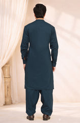 NAVY 100% COTTON EMBROIDERED KAMEEZ SHALWAR