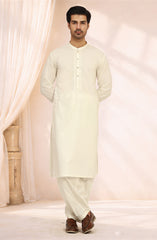 CREAM 100% COTTON EMBROIDERED KAMEEZ SHALWAR