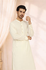 CREAM 100% COTTON EMBROIDERED KAMEEZ SHALWAR