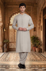 FEATHER-GREY BLENDED KAMEEZ SHALWAR