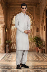 CLOUD-GREY BLENDED KAMEEZ SHALWAR