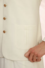 OFF-WHITE BLENDED KAMEEZ SHALWAR WAISTCOAT