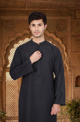 NAVY BLENDED EMBROIDERED KURTA