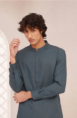 MIDNIGHT-BLUE BLENDED KAMEEZ SHALWAR