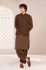 CHOCOLATE-BROWN SUITING WAISTCOAT
