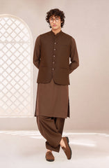 CHOCOLATE-BROWN SUITING WAISTCOAT