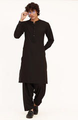 BLACK BLENDED EMBROIDERED KAMEEZ SHALWAR