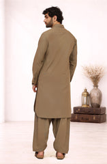 KHAKI-BROWN BLENDED KAMEEZ SHALWAR
