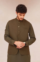 OLIVE-GREEN SUITING WAISTCOAT