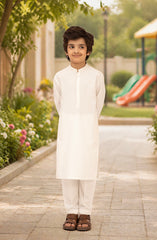 OFF-WHITE EMBROIDERED BLENDED KAMEEZ SHALWAR