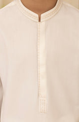 OFF-WHITE EMBROIDERED BLENDED KAMEEZ SHALWAR