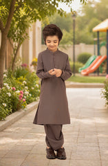 PINKISH-GREY EMBROIDERED BLENDED KAMEEZ SHALWAR