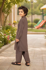 PINKISH-GREY EMBROIDERED BLENDED KAMEEZ SHALWAR