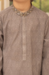 SAND-BROWN BLENDED EMBROIDERED KURTA
