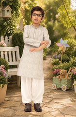 PASTEL-GREY 100% COTTON EMBROIDERED KURTA
