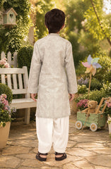 PASTEL-GREY 100% COTTON EMBROIDERED KURTA