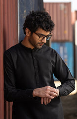 DARK-BROWN BLENDED EMBROIDERED KURTA