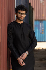 DARK-BROWN BLENDED EMBROIDERED KURTA