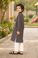 DARK-GREY BLENDED EMBROIDERED KURTA