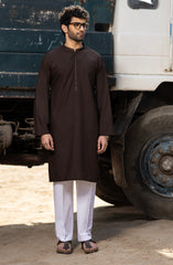 DARK-BROWN BLENDED EMBROIDERED KURTA