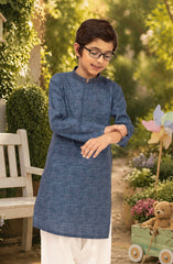 INK-BLUE 100% COTTON EMBROIDERED KURTA