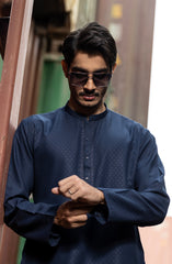 INK-BLUE BLENDED EMBROIDERED KURTA