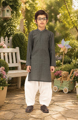 OLIVE-GREEN 100% COTTON EMBROIDERED KURTA