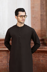 CHOCOLATE-BROWN BLENDED EMBROIDERED KAMEEZ SHALWAR