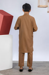 PRE WINTER'23 BOYS CASUAL KURTA PAJAMA WOOD BROWN