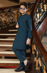 BOYS CASUAL KURTA PAJAMA TEAL BLUE