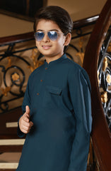 BOYS CASUAL KURTA PAJAMA TEAL BLUE