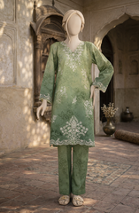 PRINTED EMBROIDERED CAMBRIC STITCHED 2 PIECE