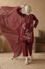 EMBROIDERED CAMBRIC STITCHED 3 PIECE