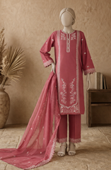 EMBROIDERED CAMBRIC STITCHED 3 PIECE