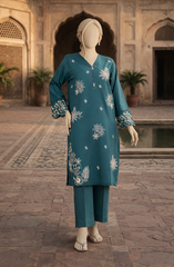 EMBROIDERED CAMBRIC STITCHED 2 PIECE