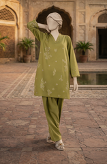 EMBROIDERED CAMBRIC STITCHED 2 PIECE