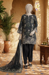 EMBROIDERED PRINTED LAWN STITCHED 3 PIECE