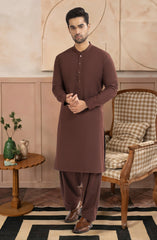 BRICK-BROWN BLENDED KAMEEZ SHALWAR