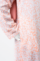 PEACH PRINTED DOWN BUTTON ABAYA