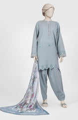 EMBROIDERED CAMBRIC 3PCS UNSTITCHED