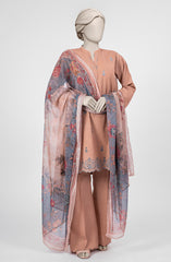 EMBROIDERED CAMBRIC 3PCS UNSTITCHED