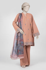 EMBROIDERED CAMBRIC 3PCS UNSTITCHED