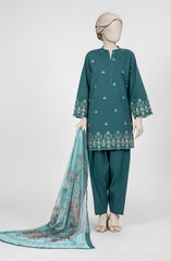 EMBROIDERED CAMBRIC 3PCS UNSTITCHED