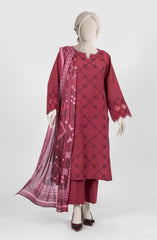 EMBROIDERED CAMBRIC 3PCS UNSTITCHED