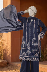 EMBROIDERED CAMBRIC 3PCS UNSTITCHED