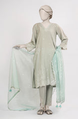 EMBROIDERED CAMBRIC STITCHED 3 PIECE