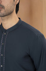 BOTTLE-GREEN BLENDED EMBROIDERED KAMEEZ SHALWAR