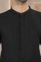 BLACK EMBROIDERED BLENDED KAMEEZ SHALWAR